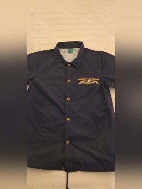 Anti Skateboards Hero Men's Navy Windbreaker with Gold Eagle Crest Size M